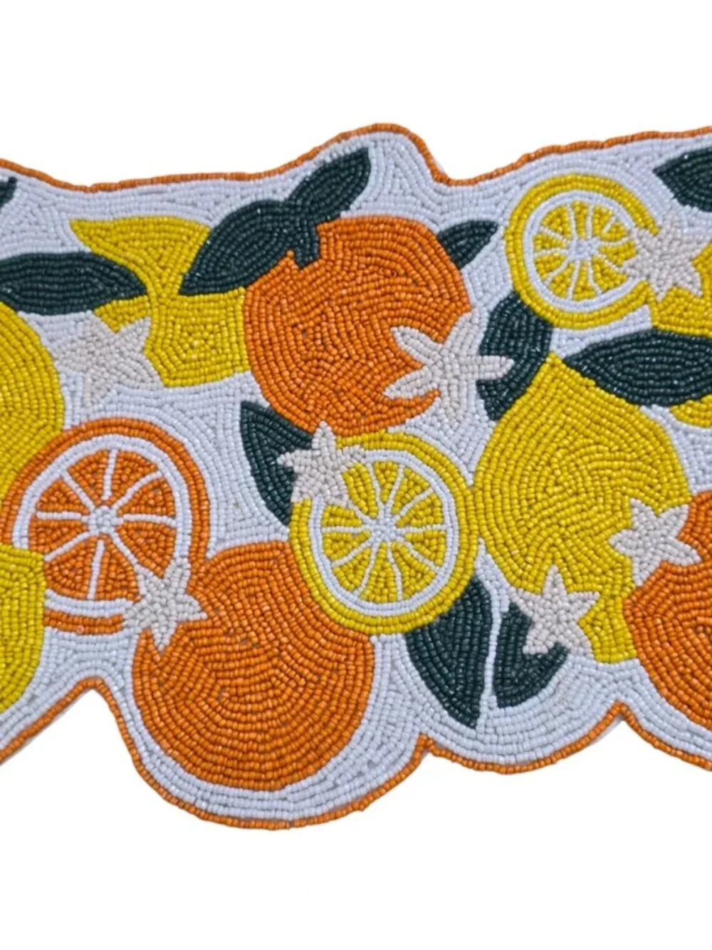Handmade Orange & Lemon Citrus Kitchen Hand Beaded Table Runner NEW